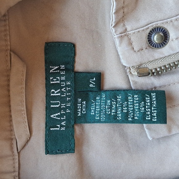 LAUREN Ralph Lauren Khaki Cargo Utility 7 Pockets Outdoor Zip Snap Cotton Vest - Picture 4 of 10